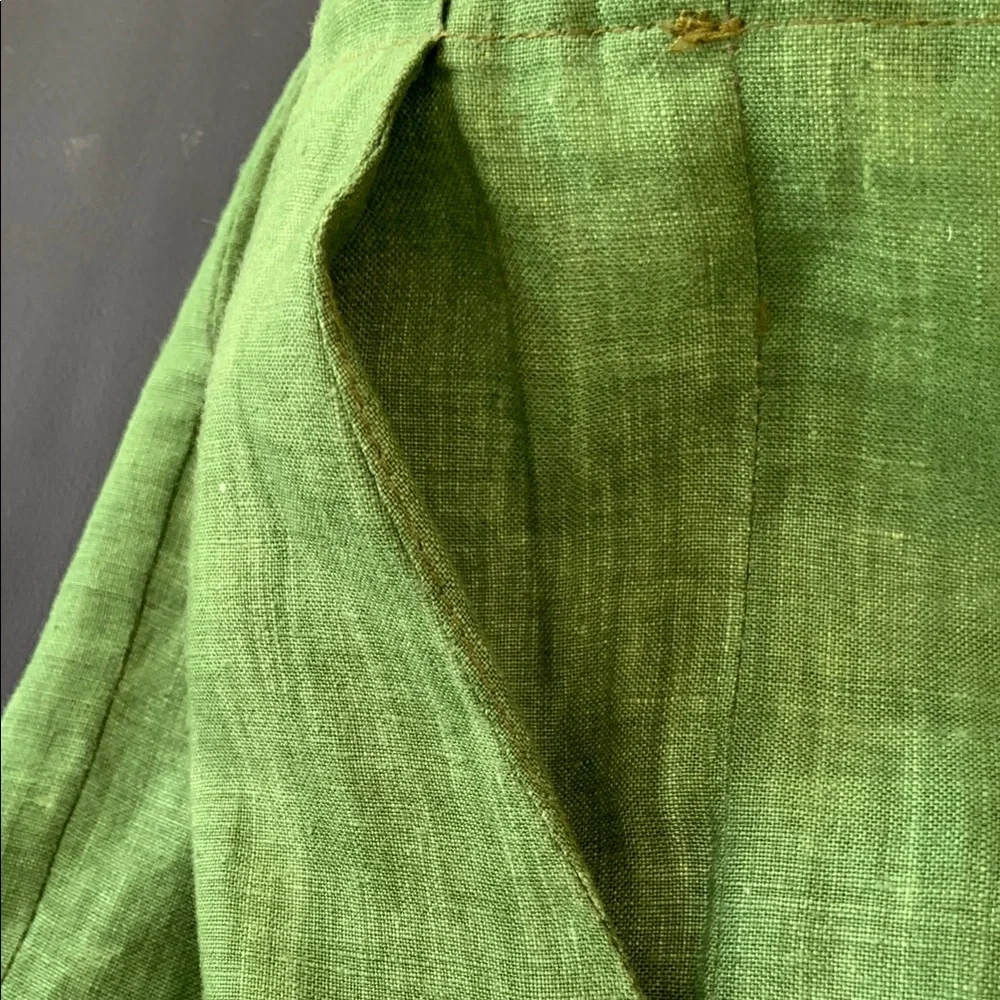 Livio de Simone Italy Lime Green Linen Wide Leg Pants IT 48 US 12 Resort